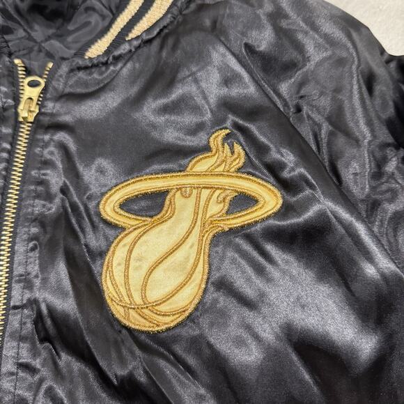 Miami Heat Ultra Game NBA Women’s Quilted Line Zip Jacket Size Medium Gold Black - Picture 4 of 8